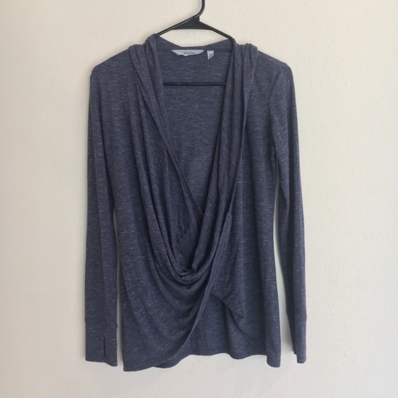 Athleta Yoga Dance or Casual Front Knot Wrap Top – Heather Blue – Lightweight - Picture 1 of 3